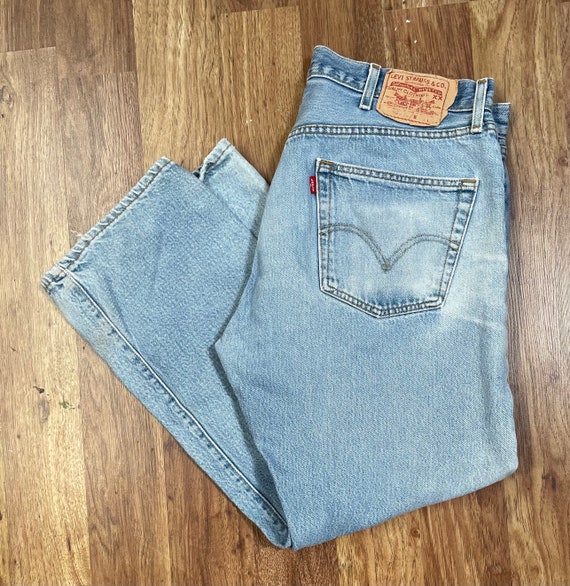 Broken-In & Distressed Vintage Button Fly Levi 50… - image 1