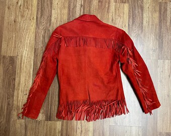1940's Trego's Westwear Buttersoft Suede Fringe Red Leather