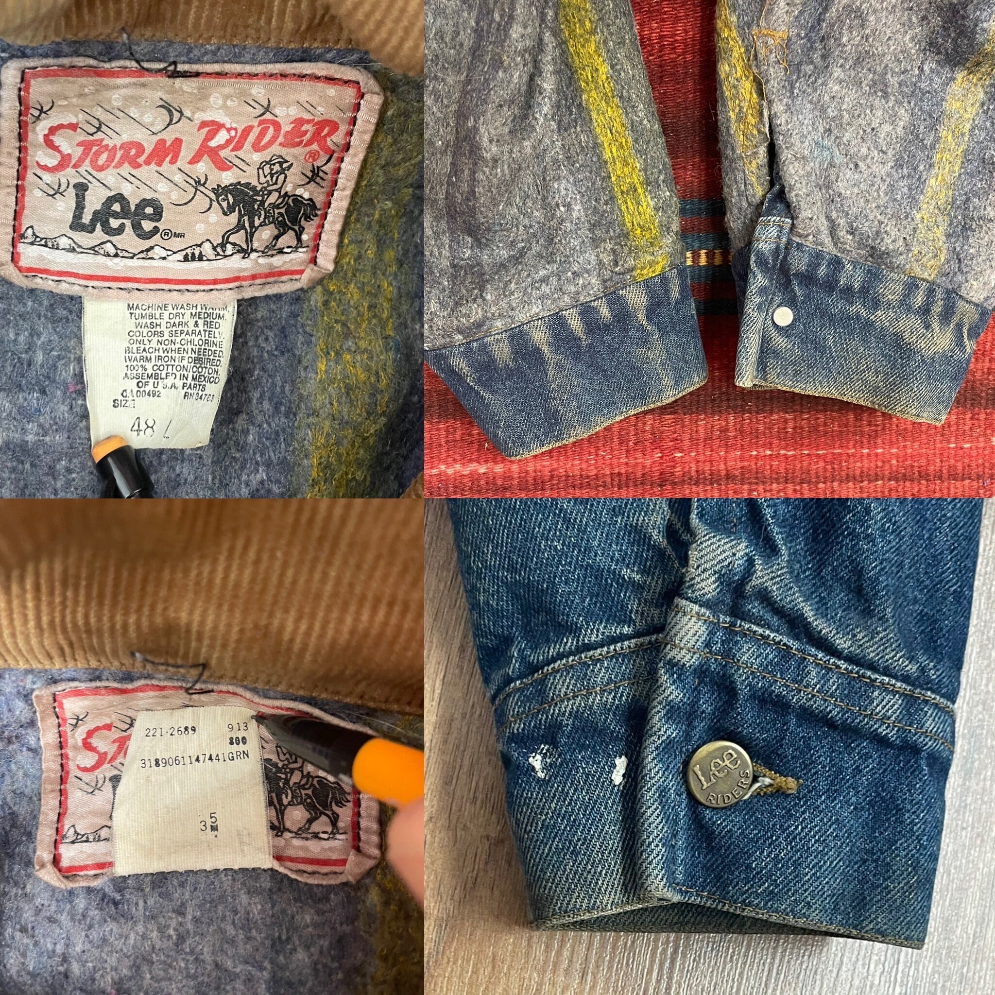 Vintage Lee Storm Rider Blanket Lined Denim Corduroy Collar 4 