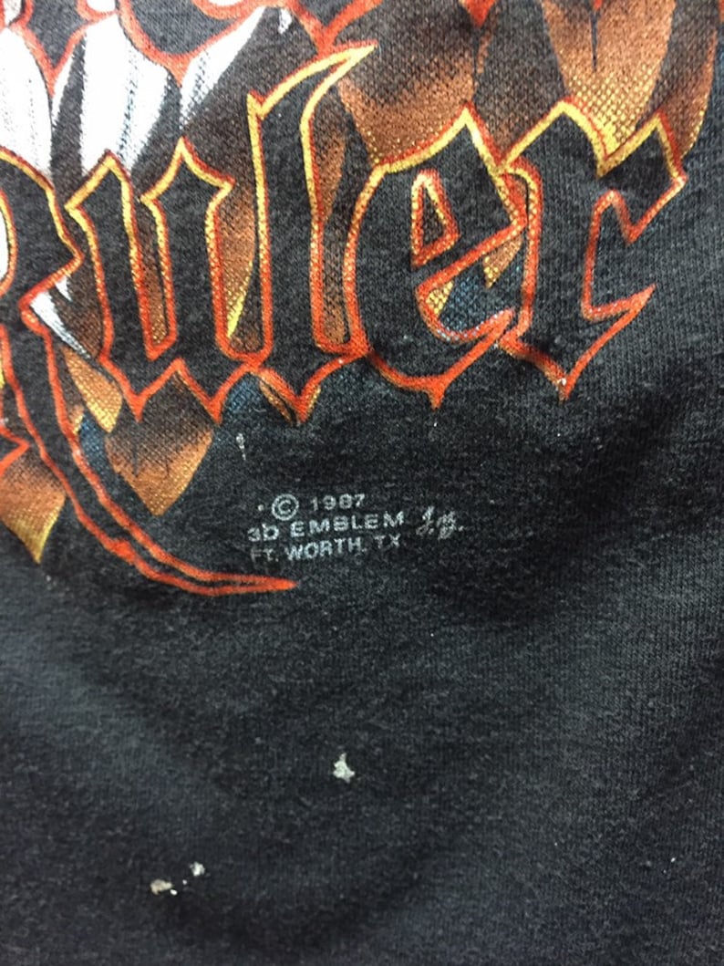 Vintage 1987 Thrashed 3D Emblem Harley Davidson Eagle Righteous Ruler T-shirt size M L