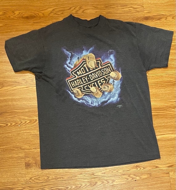 3D Emblem Vintage 1990s Perfectly Thin & Faded Harley Davidson