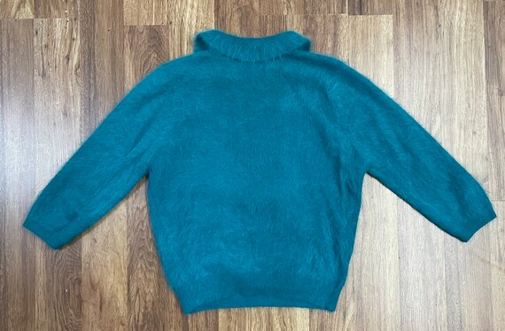 1950’s / 1960’s Vintage Angora Fuzzy Teal Sweater… - image 9