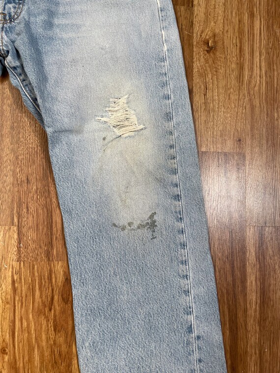 Broken-In & Distressed Vintage Button Fly Levi 50… - image 5