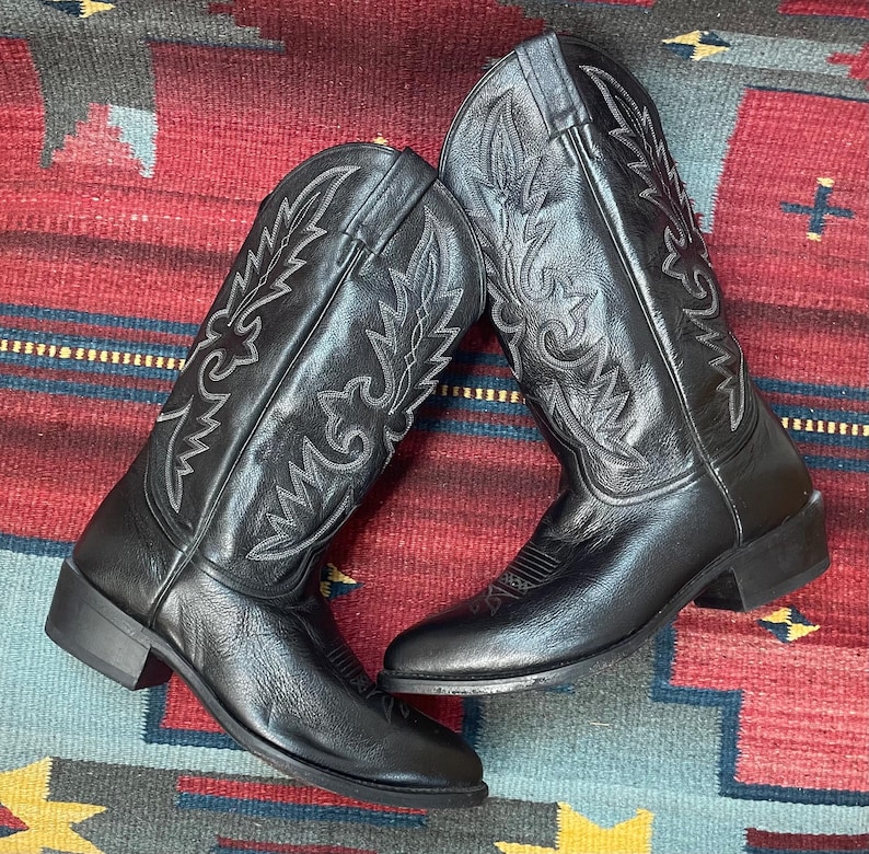 Bottes Cowboy Dan Post Homme – Cuir Noir – Taille 10 D – Western