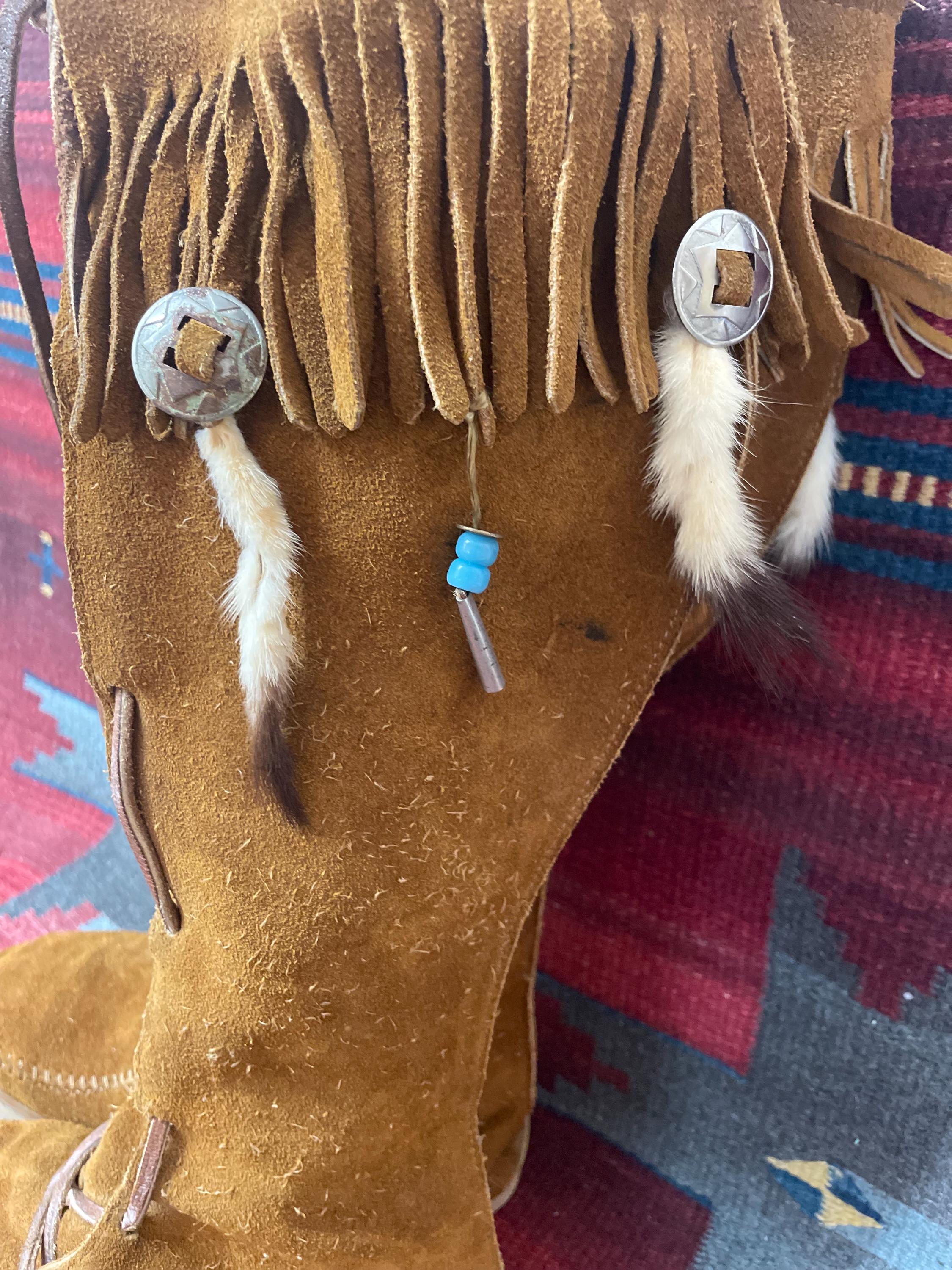 Vintage Minnetonka Brown Suede Fringe Customized Moccasins  display picture 2