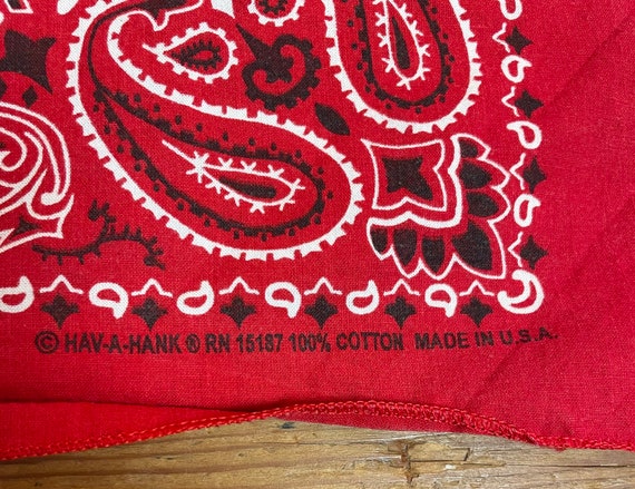 Vintage Red Cotton Bandana Paisley Pattern Made I… - image 2