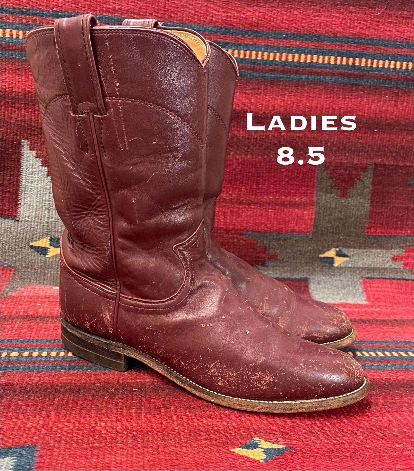 Justin Jackson Western Cowboy Boots Maroon Leather Riding Roper Mens 8.5 Justin® Men main image 2