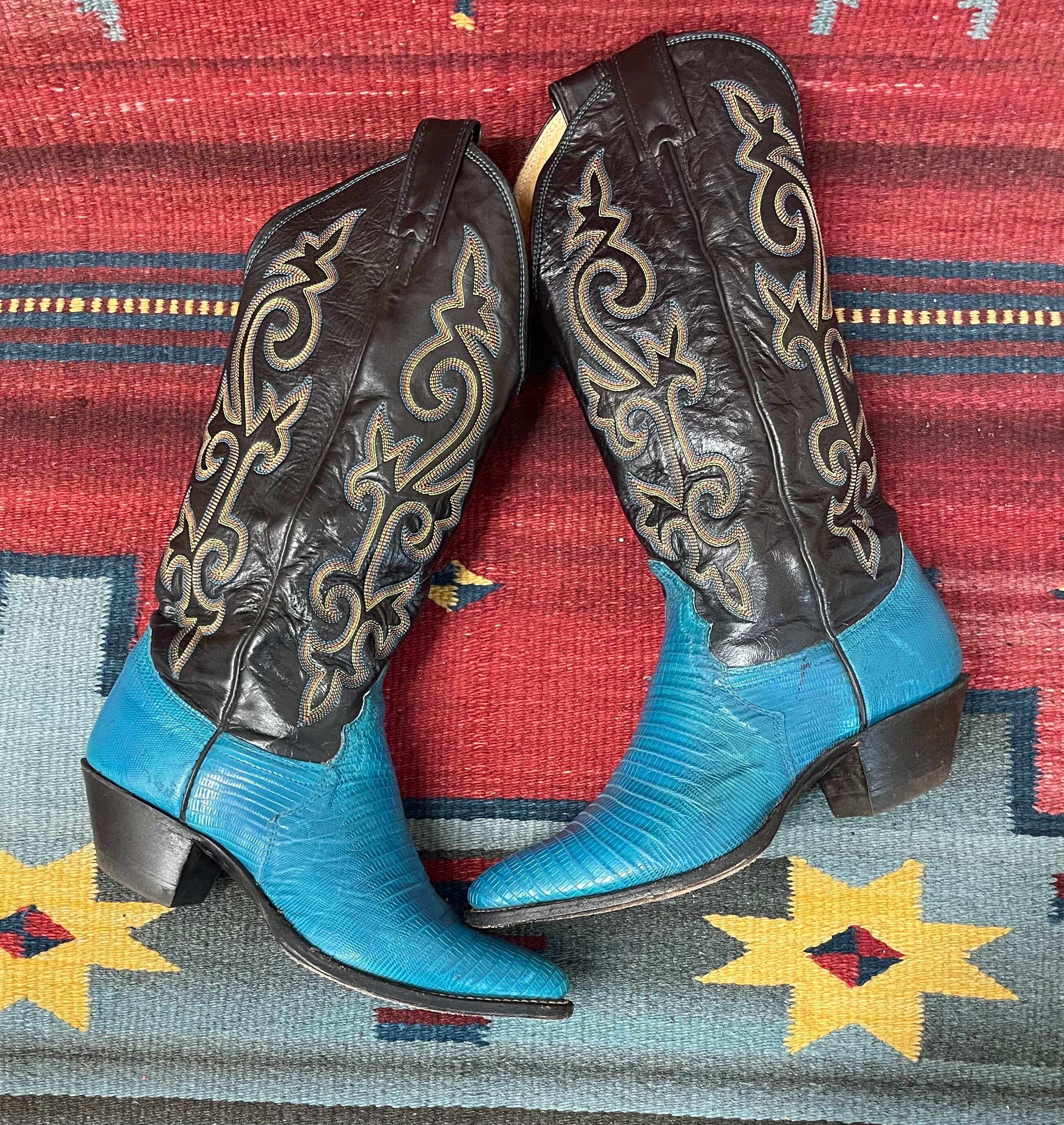 Justin Boots Vintage Brown/Blue Western Leather Belt with Blue Crystal Buckle Justin Boots for Women Blue Belts for sale | eBay main image 2