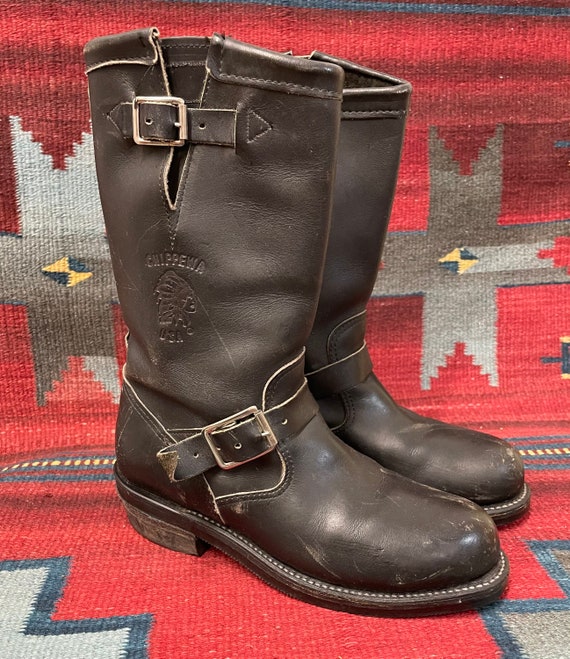 Vintage Broken-In Chippewa Engineer Moto Boots Ladies Size 7 Made in USA