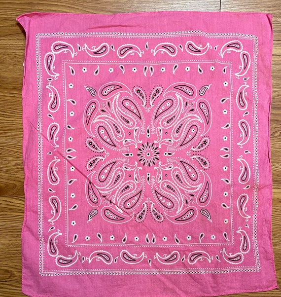 Vintage Broken-In Bubble Gum Pink Bandanna Paisle… - image 1