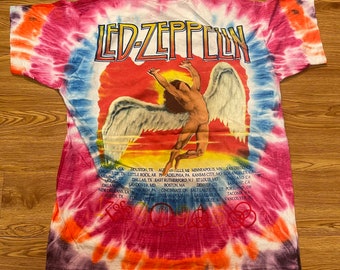 Robert Plant Jimmy Page LED Zeppelin Lives 1995 Tour Vintage Tie Dye T-Shirt