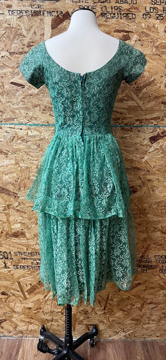 1950's Green Lace Cocktail Party Dress XXS / 0 - image 3