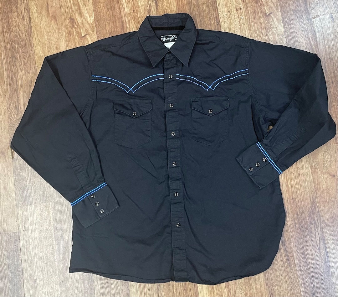 Chemise pression vintage perlée Wrangler rouge clair manches courtes XL