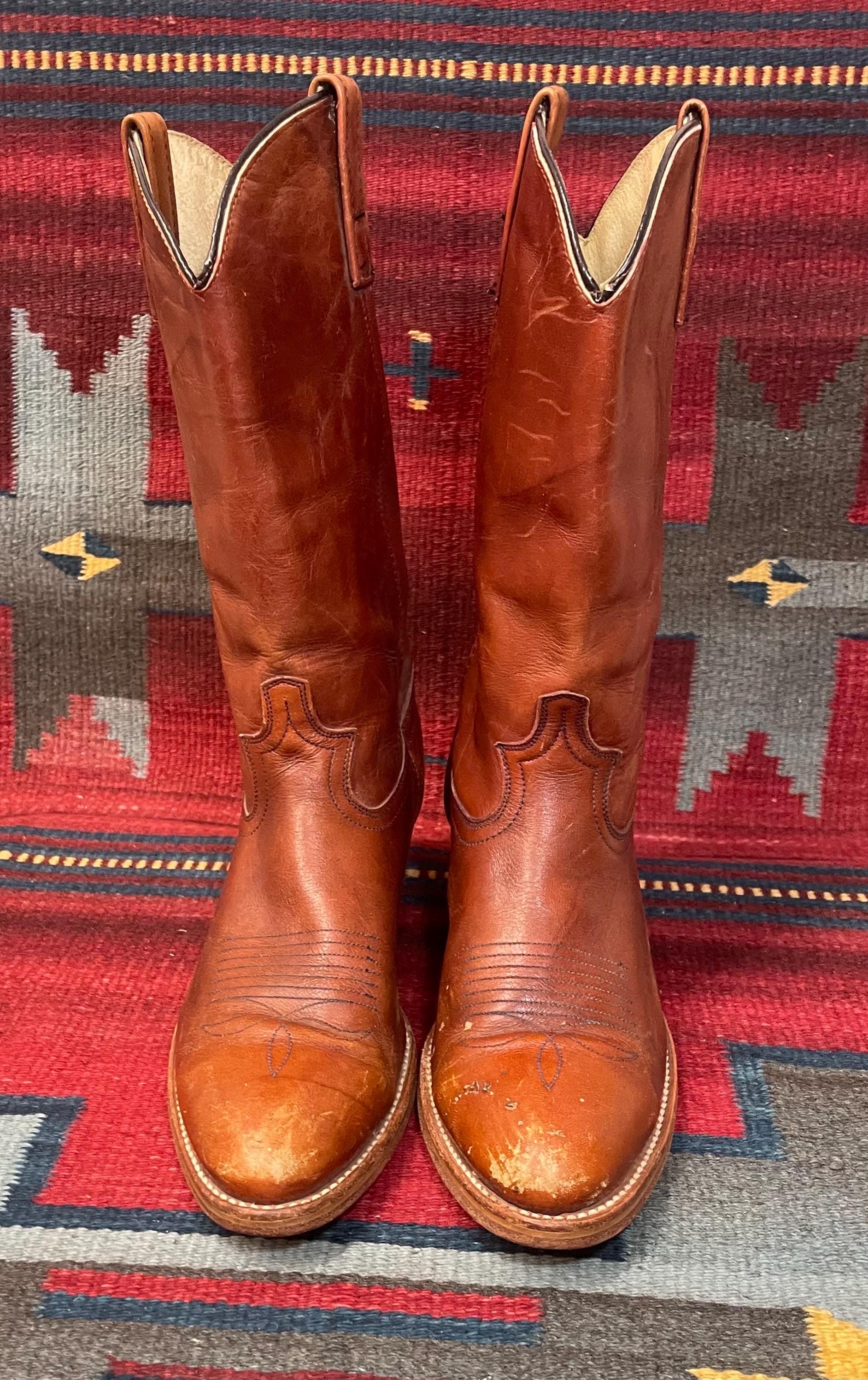 Vintage J Chisholm Exotic Burgundy Wine Leather Cowboy Boots
