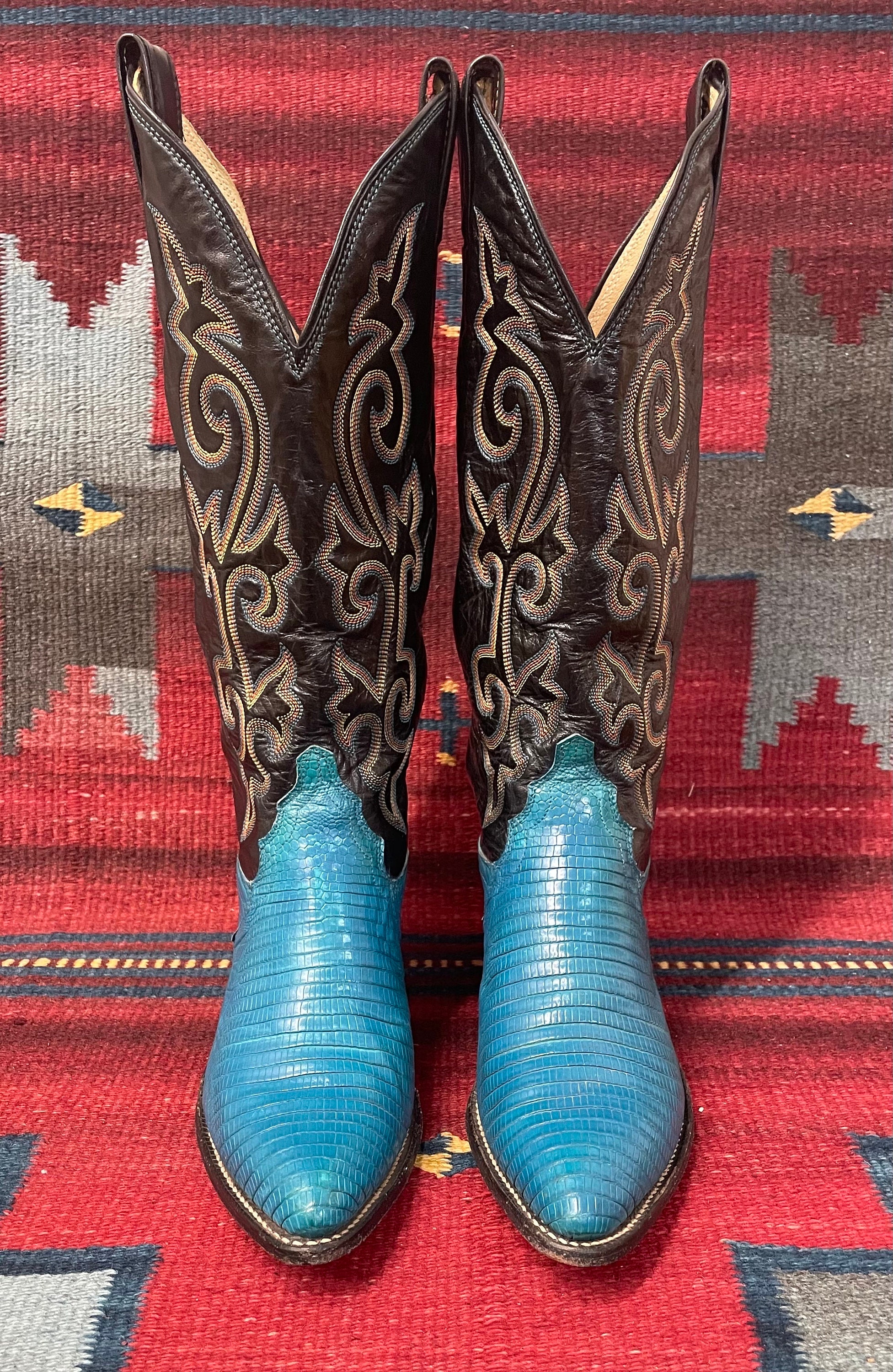 Justin Boots Vintage Brown/Blue Western Leather Belt with Blue Crystal Buckle Justin Men main image 4