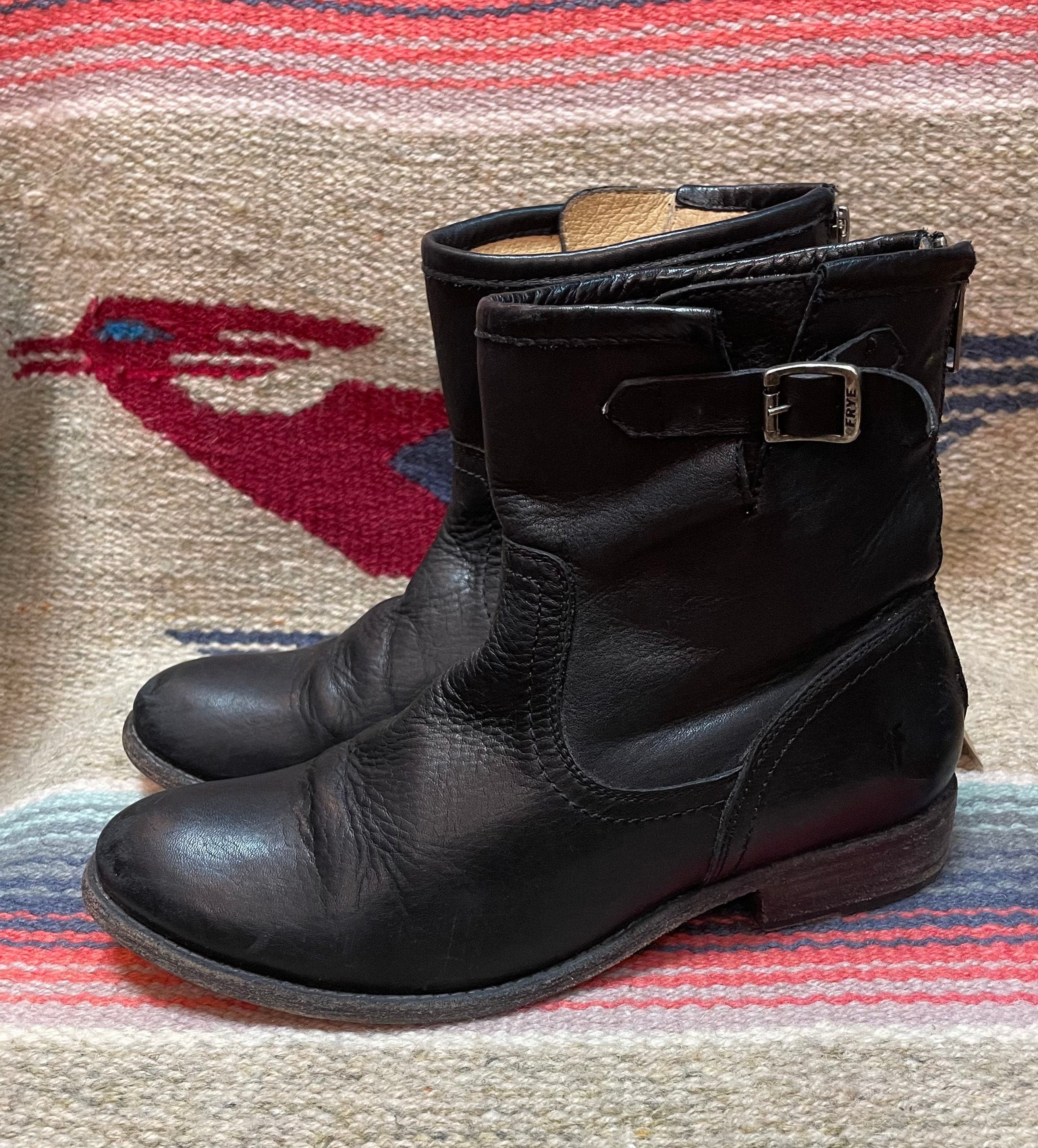 Vintage Frye Black Leather Buckle Boots US Ladies size 8.5 | Etsy