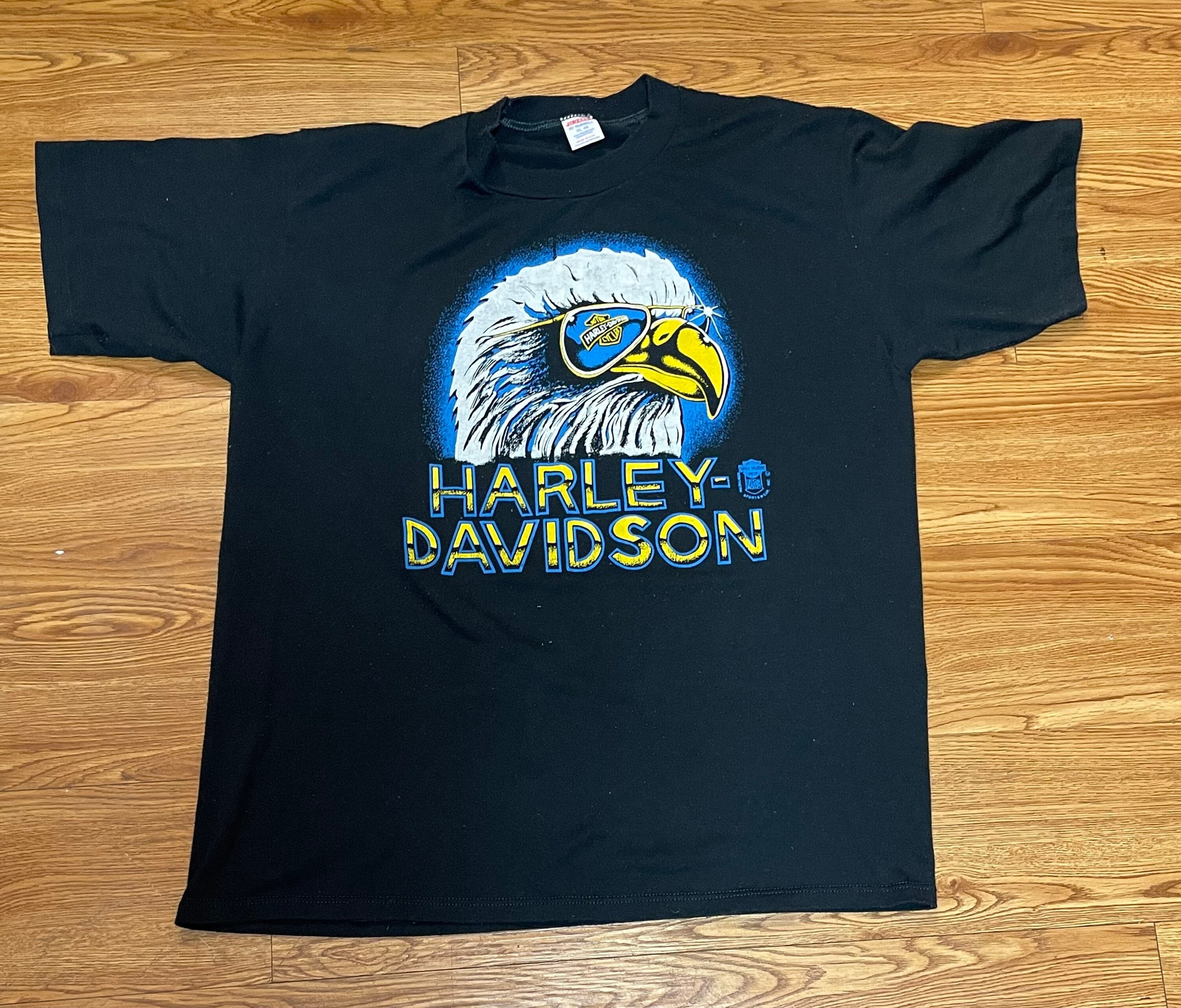 Harley Davidson Mirror Sunglasses Eagle Vintage T-shirt 1980s Size