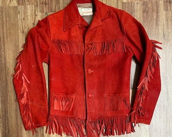 gonziRRL SUEDE TRUCK JACKET 2ndタイプ名作 1940's Trego's Westwear Buttersoft Suede Fringe Red Leather