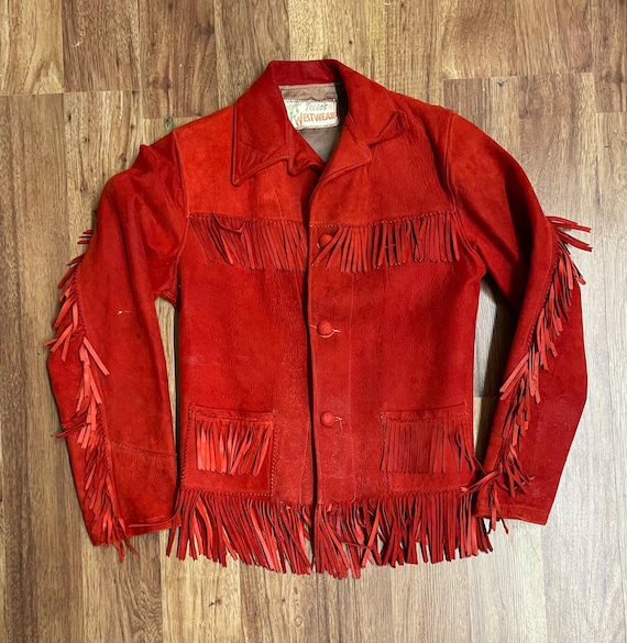 1940's Trego's Westwear Buttersoft Suede Fringe Red Leather Jacket