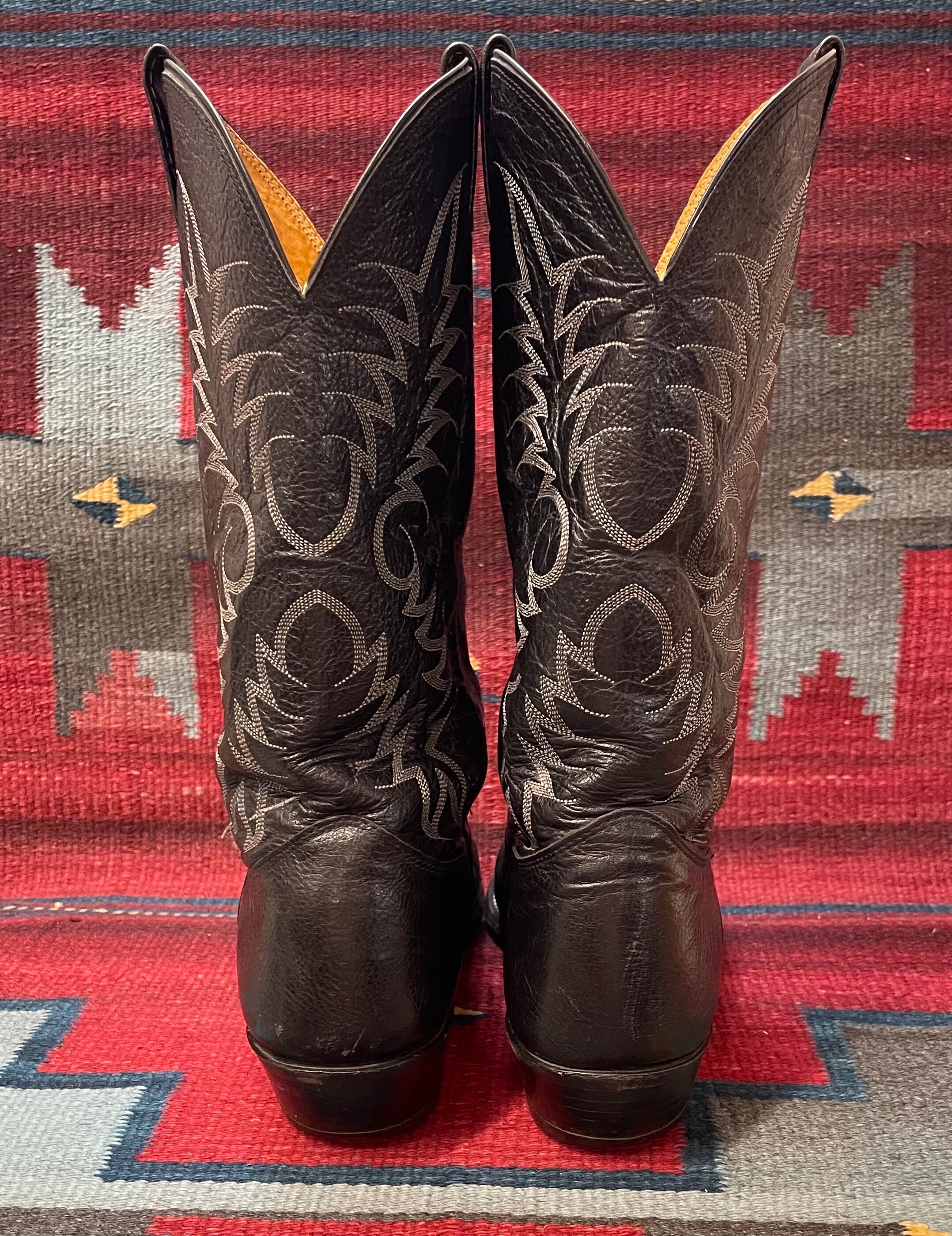 NOCONA Mens Size 8 EE Black Brown Leather Cowboy Western Boots Nocona Boots Black Genuine Leather Men Cowboy Western 8.5 EE  main image 2