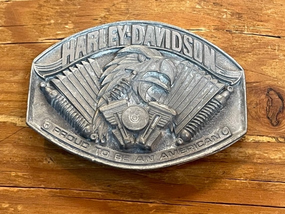 1990 Vintage Harley Davidson Pewter Belt Buckle Ma