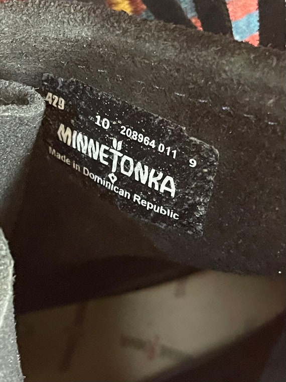 Vintage Minnetonka Ladies size 10 Black Suede Fri… - image 9