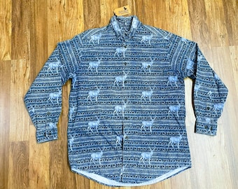 vintage Woolrich Deer Buck - Chemise en flanelle à imprimé animal pour homme, taille L Extérieur / Camping