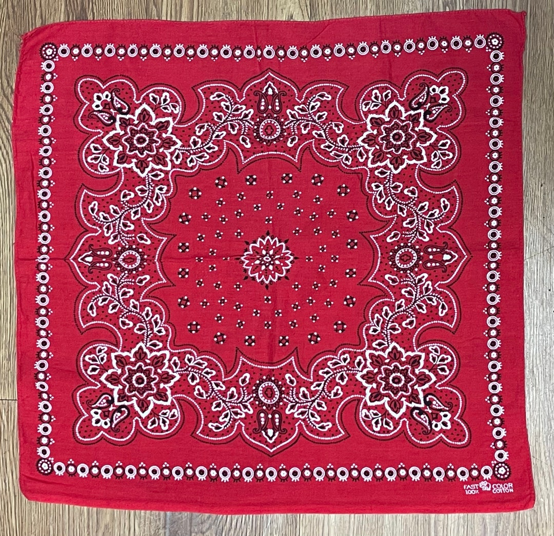 Vintage Soft and Broken-in Red Bandanna FAST COLOR Made in USA