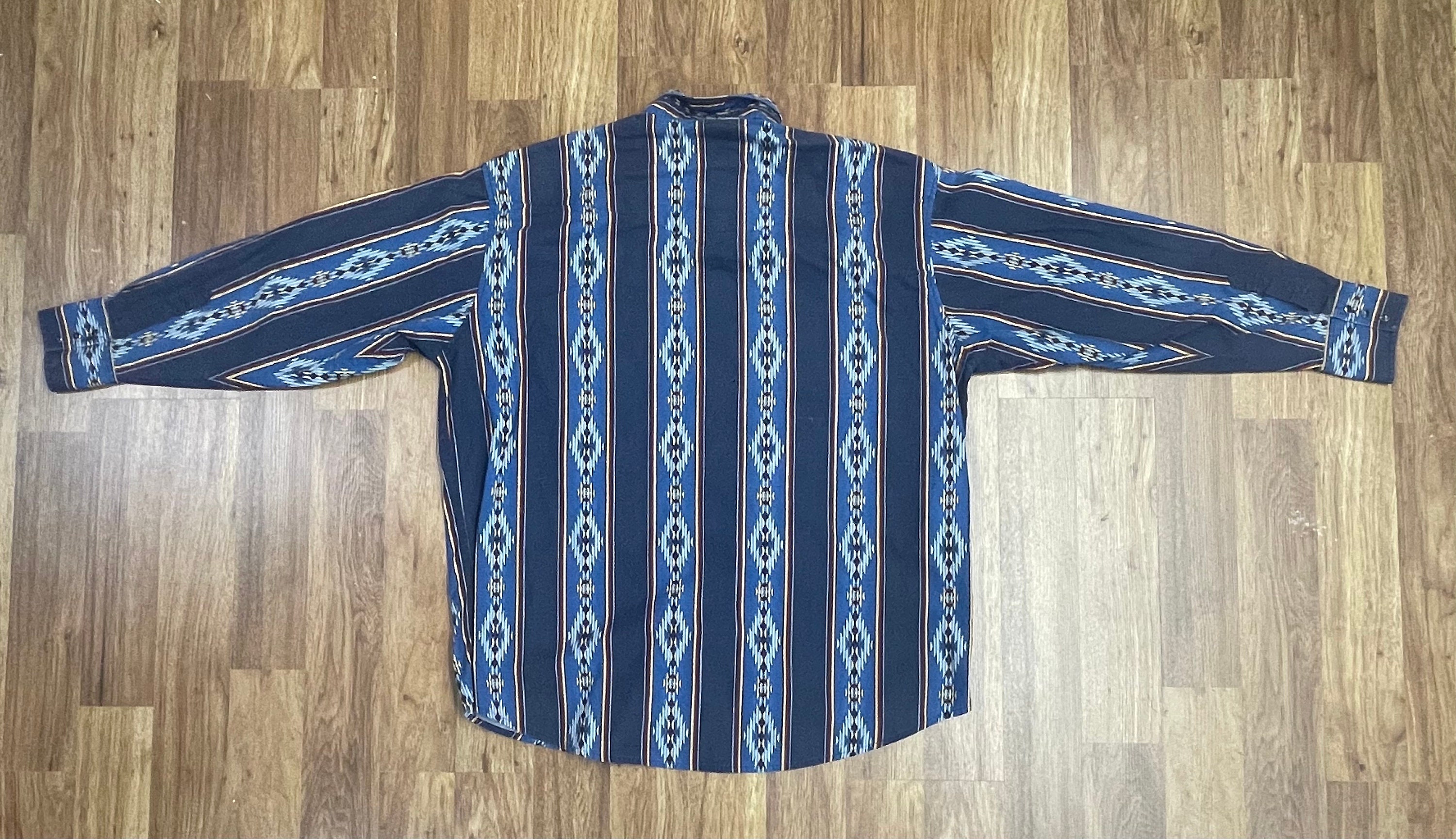 Chemise Vintage Wrangler Homme XL - Gris Bleu à Carreaux, Fermeture Snap, Style Cowboy Western