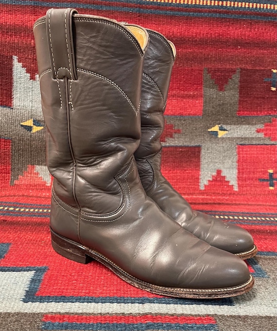 Ladies Vintage Justin Western Gray Cowgirl Roper Broken-in 