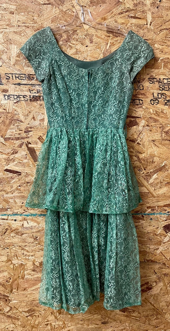 1950's Green Lace Cocktail Party Dress XXS / 0 - image 7