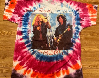 Robert Plant Jimmy Page LED Zeppelin Lives 1995 Tour Vintage Tie Dye T-shirt