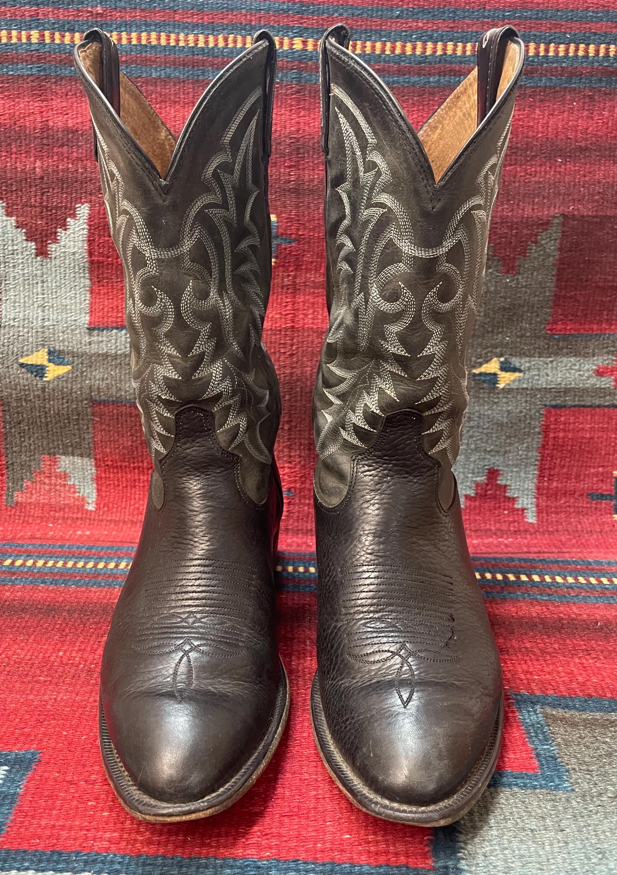 TONY LAMA MEN\'S STALLION LEATHER AMERICANA WESTERN BOOTS 8.5EE Black Xtra- Wide Tony Lama Men main image 3