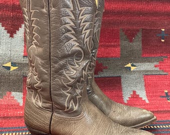 Bottes de cow-boy vintage Nocona en cuir gris cassé pour