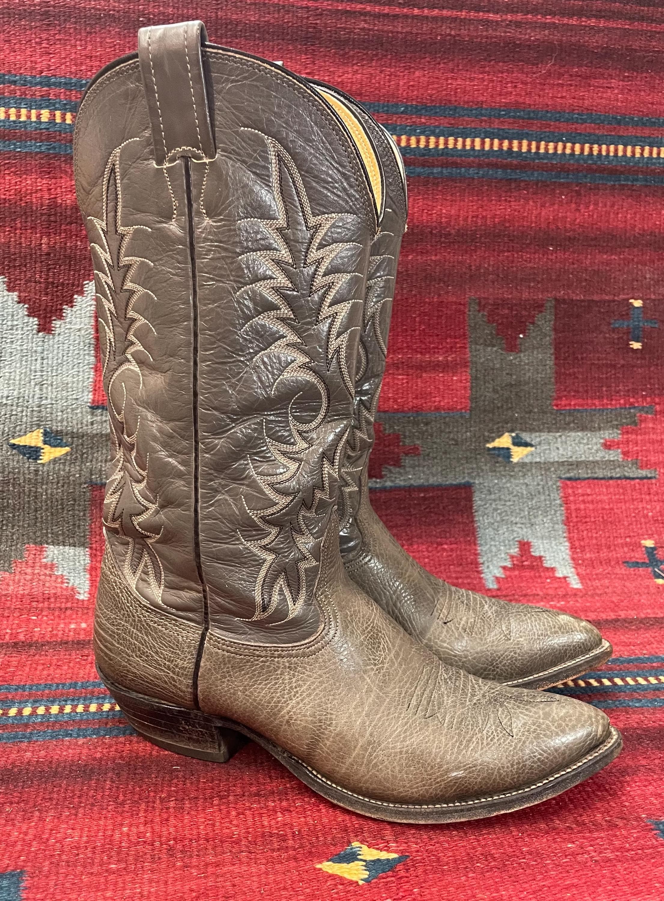 Men's Vintage Nocona Broken-in Gray Leather Cowboy Western Boots