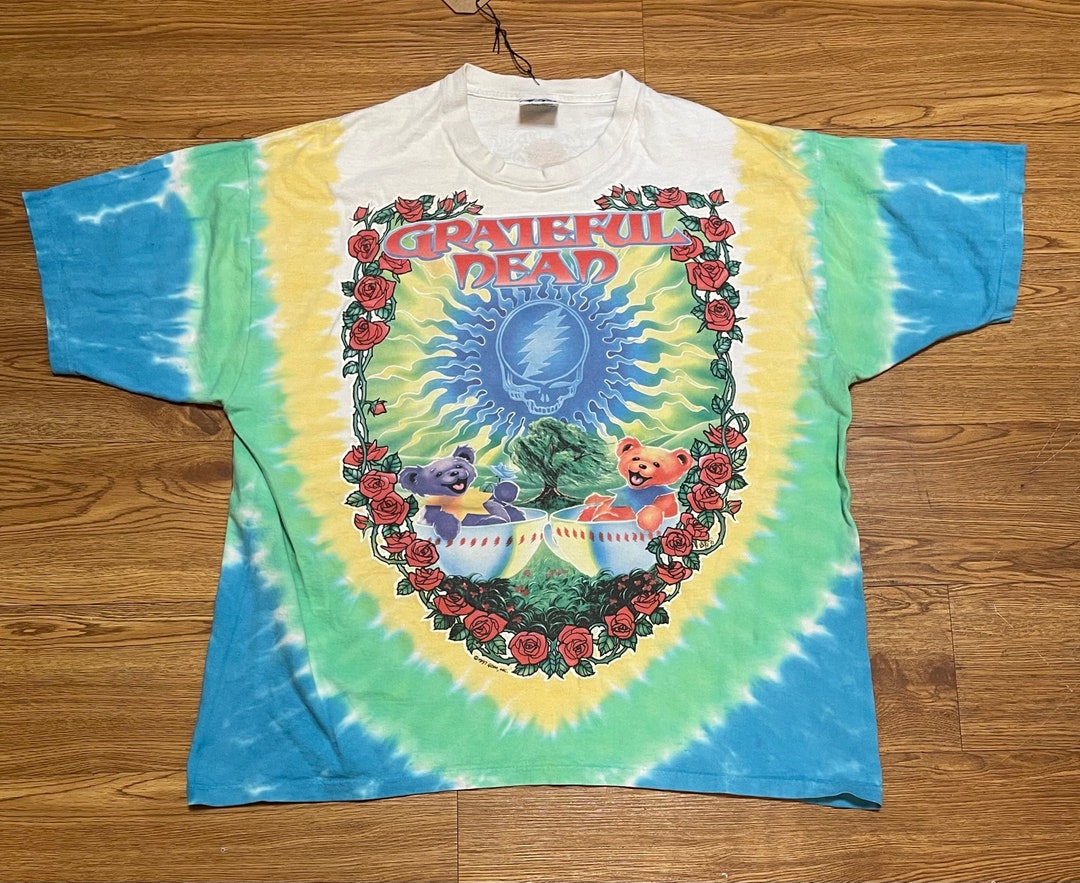 90s GRATEFUL DEAD LIQUID BLUE タイダイT XL Vintage 90s Grateful Dead Band T-Shirt XL Liquid Blue Tie Dye Ski