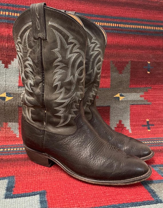 Vintage Tony Lama Cowboy Boots Black For Men Size 9.5 EE MADE IN USA TONY LAMA 6250 BLACK GRAY WESTERN COWBOY BOOTS USA RANCH  main image 3