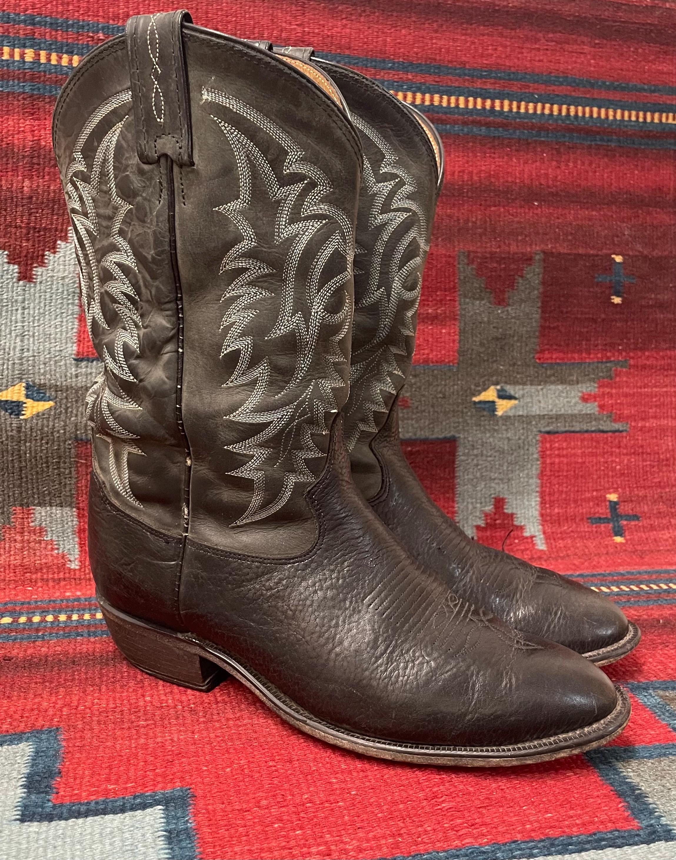 Tony Lama Made in USA Vintage Broken-in and Distressed Black 