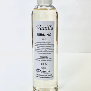 VANILLA, 8 oz Burning Oil Scented Fragrance Burning Oil, Incense Oil Aromatherapy Natural Scents #1 Selling Burning Oil
