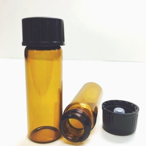 720 Pcs, 15mm X 45mm [1 Dram, 4ml] AMBER Glass Vials with Plastic Cone Liner Cap