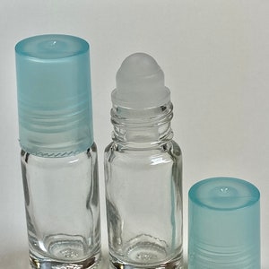 288 Pcs, 5ml (1/6 oz) Clear Rollon Bottle With Plastic Roller with Plastic LIGHT BLUE Caps
