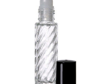 144 pezzi, flacone roll-on SWIRL da 10 ml (1/3 oz) con rullo in plastica e tappi in plastica NERI