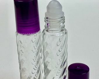 144 pezzi, 10 ml (1/3 oz) SWIRL Rollon Flacone in vetro con rullo in plastica con tappi in plastica VIOLA