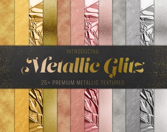 Gold Metallic Textures: Glitter Foil Backgrounds (Digital Download)