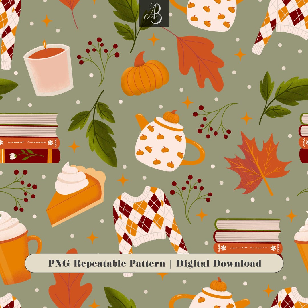 Cozy Fall Seamless Patterns: Autumn Scrapbook Paper (PNG Digital ...