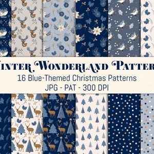 Winter Christmas Patterns, Holiday Digital Papers, Christmas Papers, Winter Wonderland Digital Papers