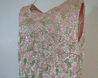 1960s VALENTINA Black Sequined Tunic Mod Blouse M