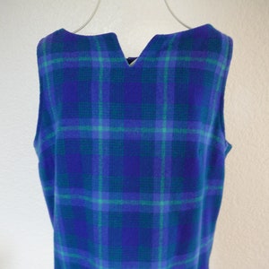 Archival Juniorite New York Plaid Blue /Green Wool Vest Made in USA- 1950s