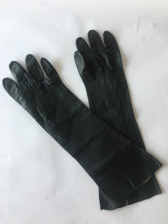 womens black leather gloves small