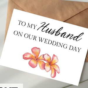 À mon mari le jour de notre mariage carte DIGITAL DOWNLOAD imprimable - Orange White Beach Floral